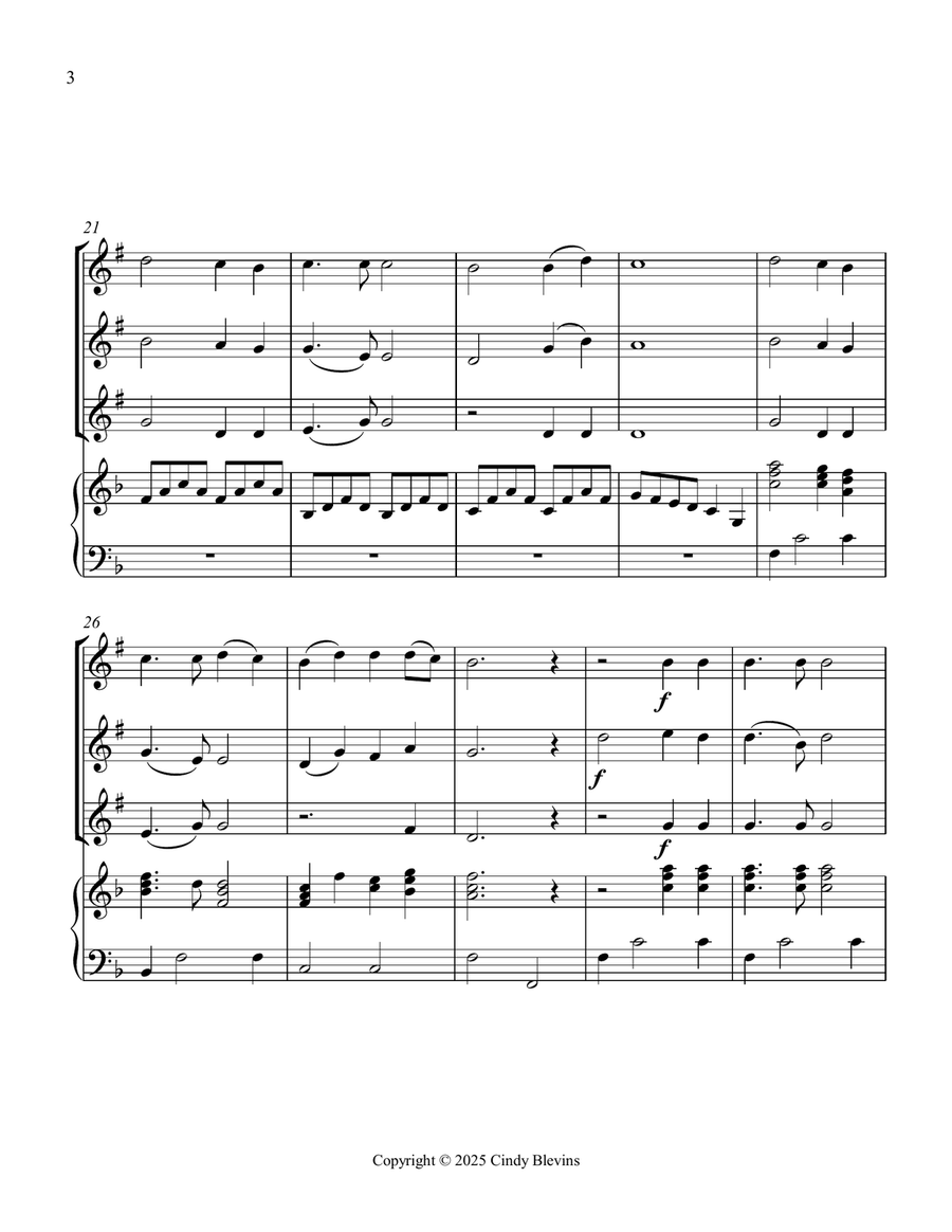 Nearer, My God, to Thee, for Three Clarinets and Piano Small Ensemble scores gallery preview page 4