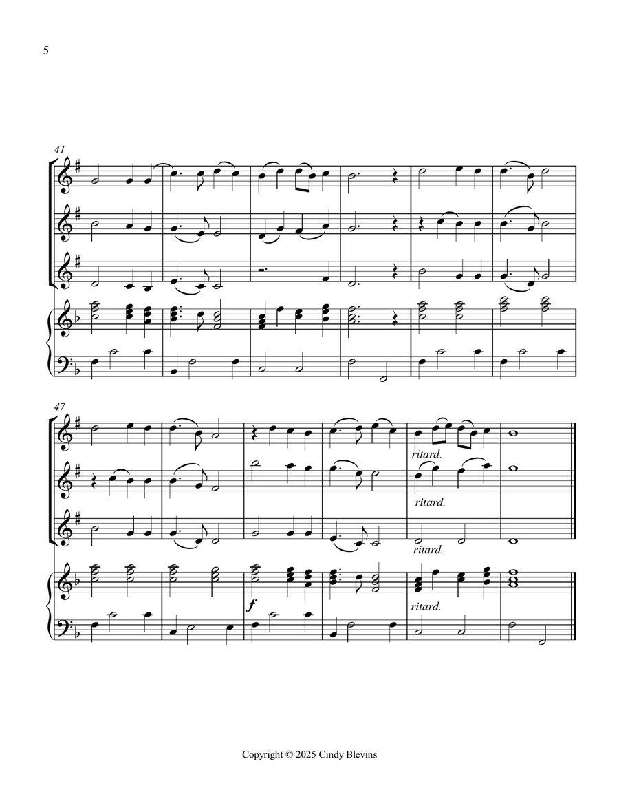 Nearer, My God, to Thee, for Three Clarinets and Piano Small Ensemble scores gallery preview page 6