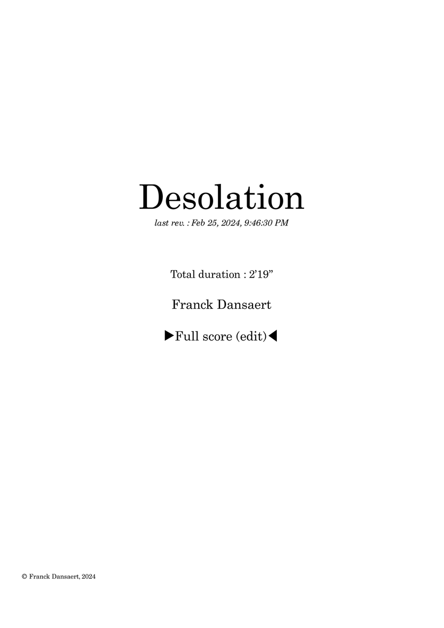 Desolation - Score Only Full Orchestra scores gallery preview page 1