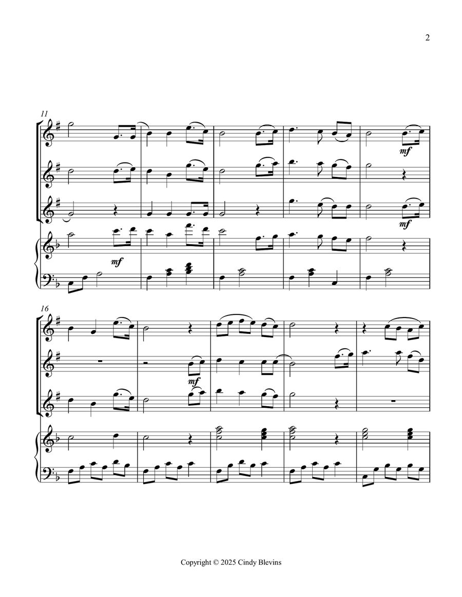 Rock of Ages, for Three Clarinets and Piano Small Ensemble scores gallery preview page 3
