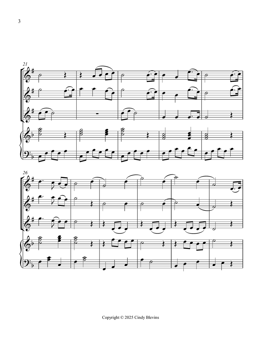 Rock of Ages, for Three Clarinets and Piano Small Ensemble scores gallery preview page 4