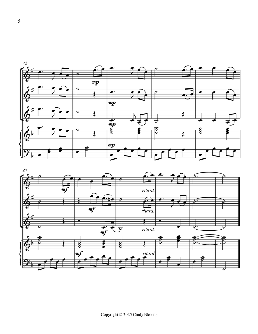 Rock of Ages, for Three Clarinets and Piano Small Ensemble scores gallery preview page 6