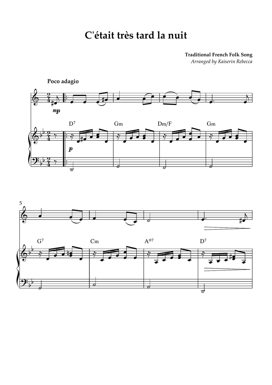 C'était très tard la nuit (It was very late at night) Tenor Saxophone scores gallery preview page 1