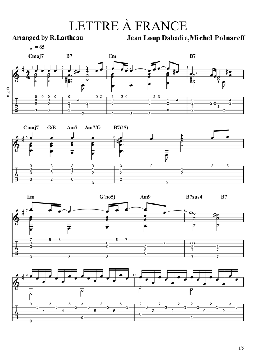 Lettre A France Lettre A France Acoustic Guitar scores gallery preview page 1