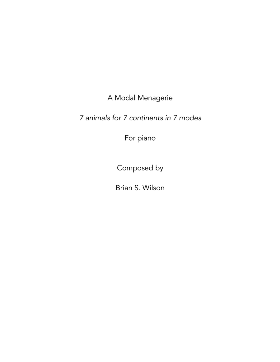 A Modal Menagerie - 7 animals for 7 continents in 7 modes Piano scores gallery preview page 1