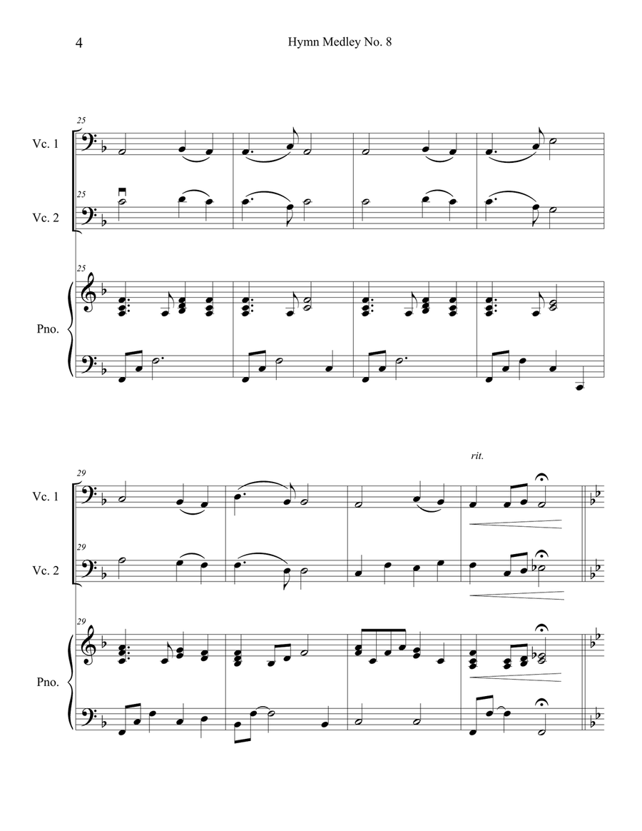 Hymn Medley No. 8 (Cello Duet with Piano Accompaniment) String Duet scores gallery preview page 4