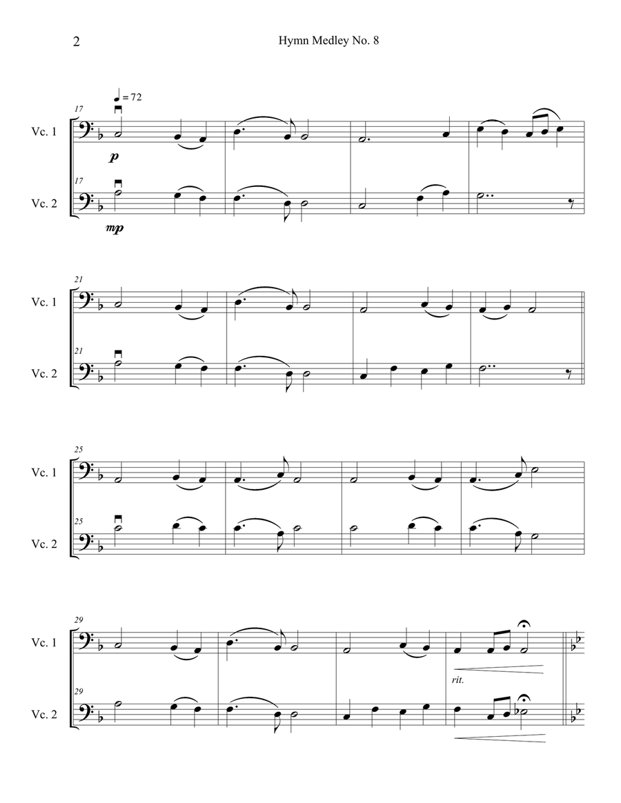 Hymn Medley No. 8 (Cello Duet) String Duet scores gallery preview page 2