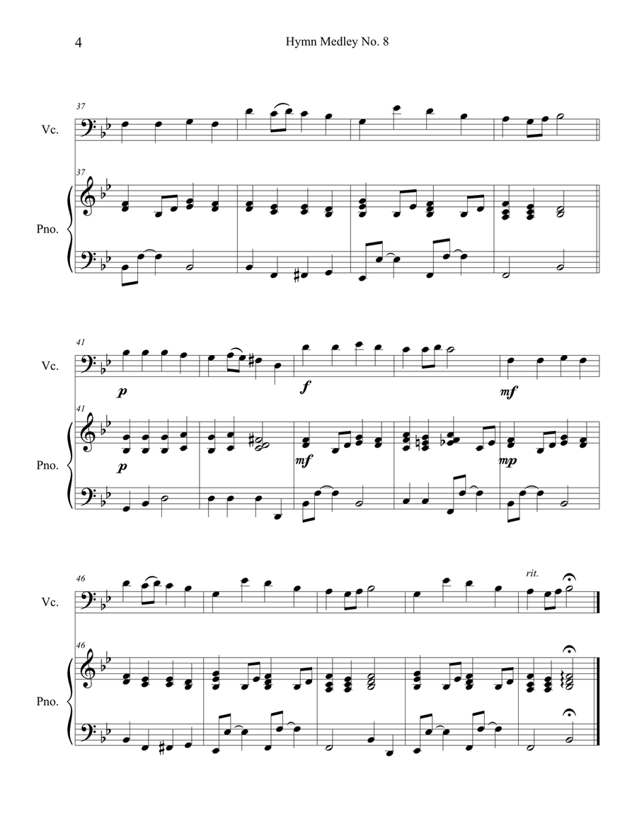 Hymn Medley No. 8 (Cello Solo with Piano Accompaniment) Piano scores gallery preview page 4