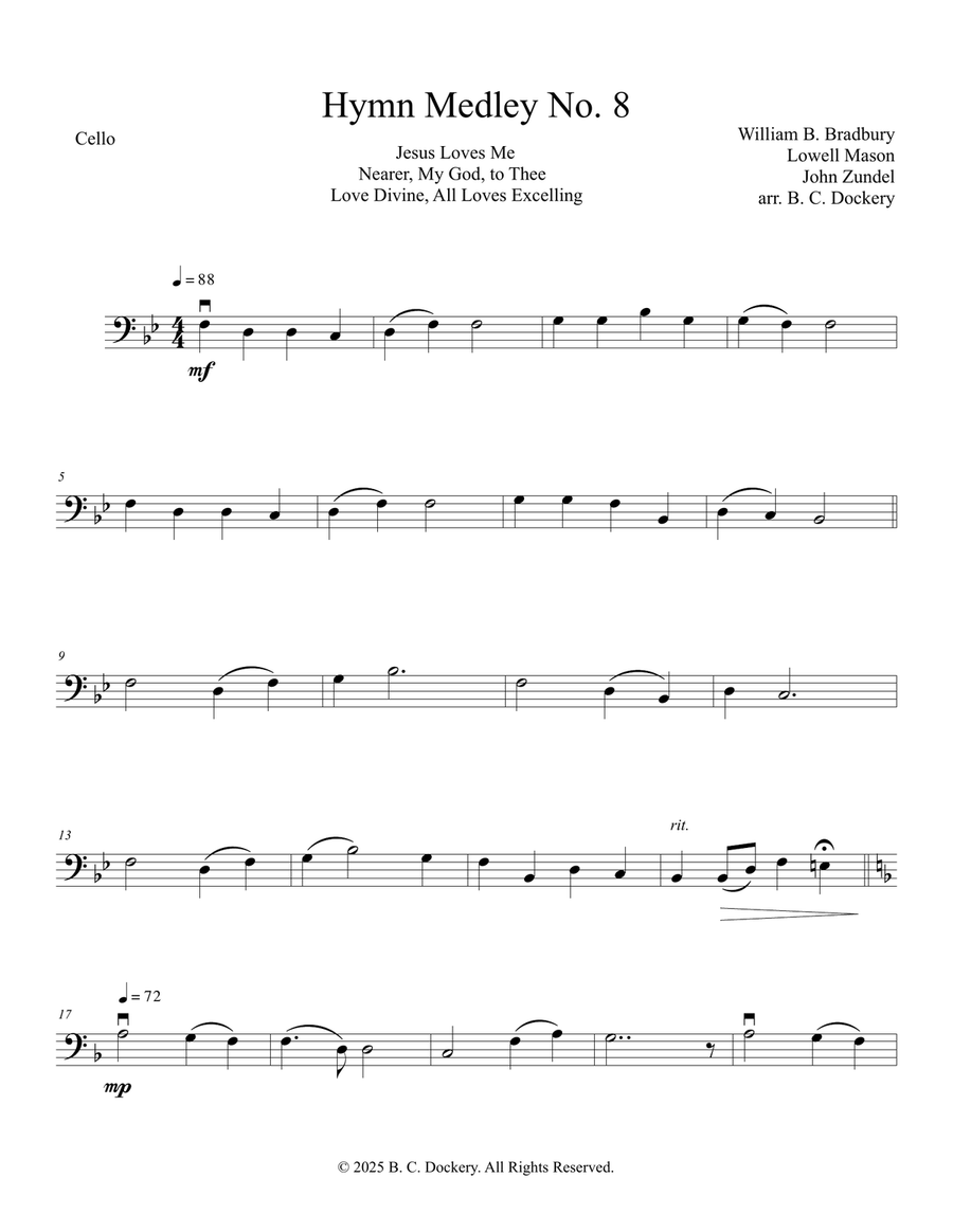 Hymn Medley No. 8 (Cello Solo with Piano Accompaniment) Piano scores gallery preview page 5