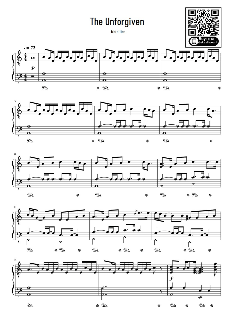 The Unforgiven Easy Piano scores gallery preview page 1