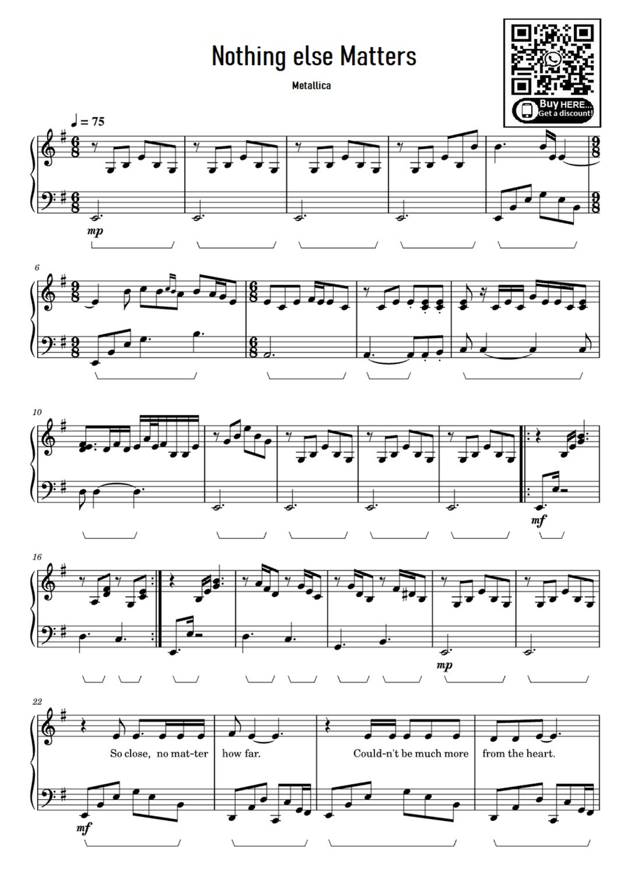 Nothing Else Matters Nothing Else Matters Easy Piano scores gallery preview page 1