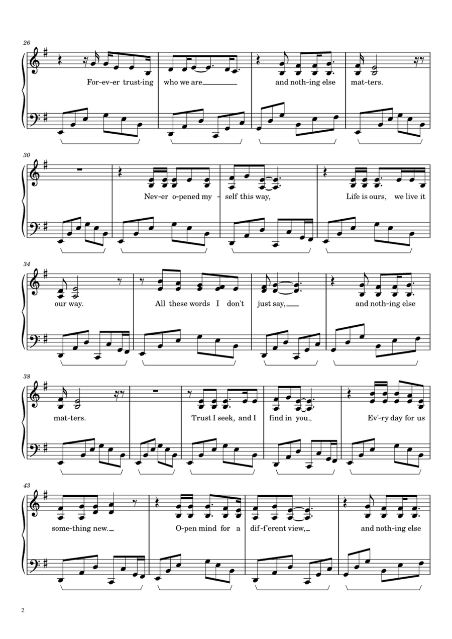 Nothing Else Matters Nothing Else Matters Easy Piano scores gallery preview page 2