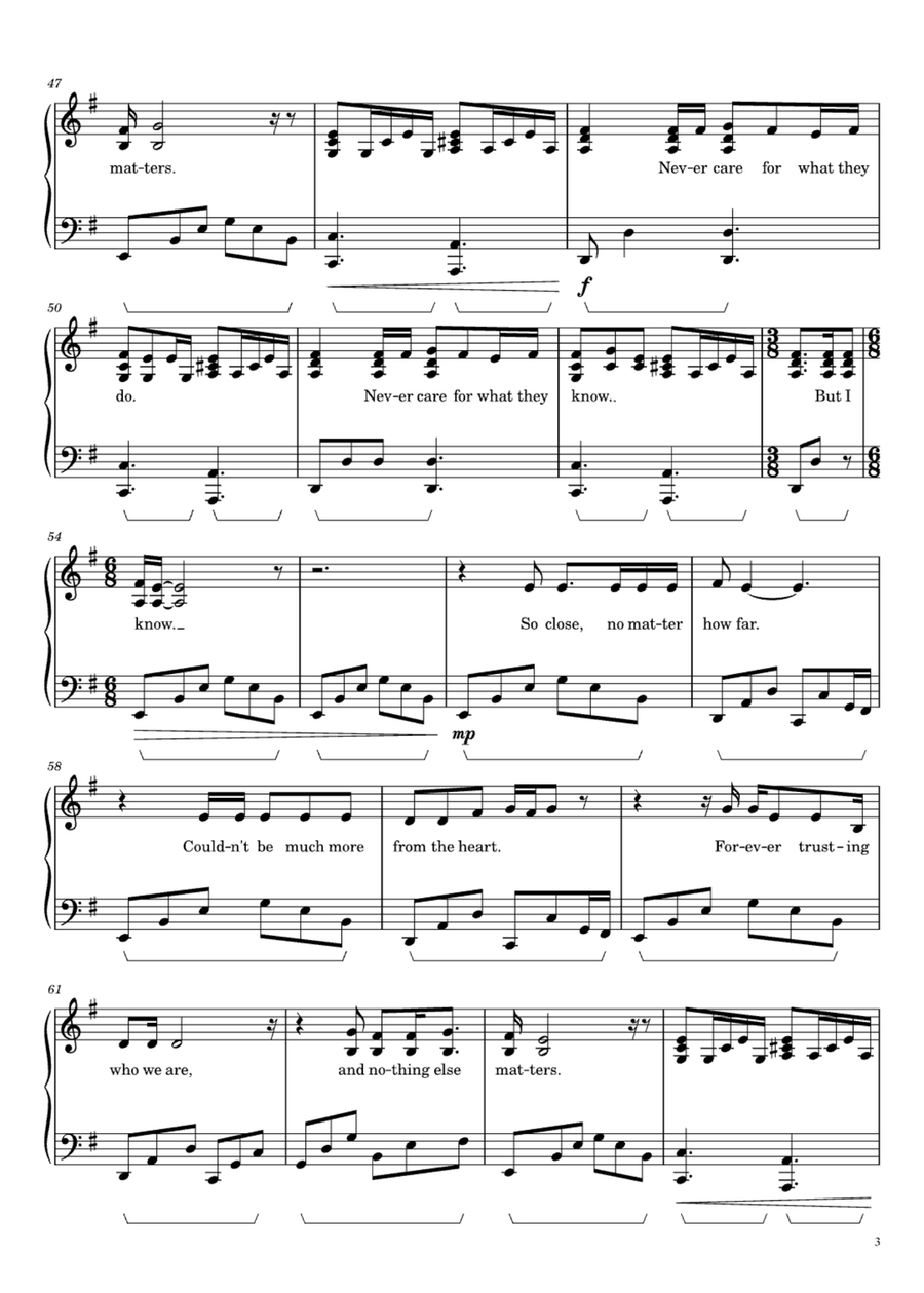 Nothing Else Matters Nothing Else Matters Easy Piano scores gallery preview page 3