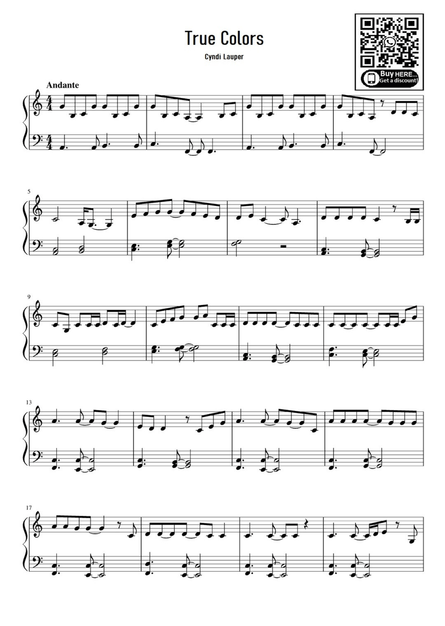 True Colors True Colors Easy Piano scores gallery preview page 1