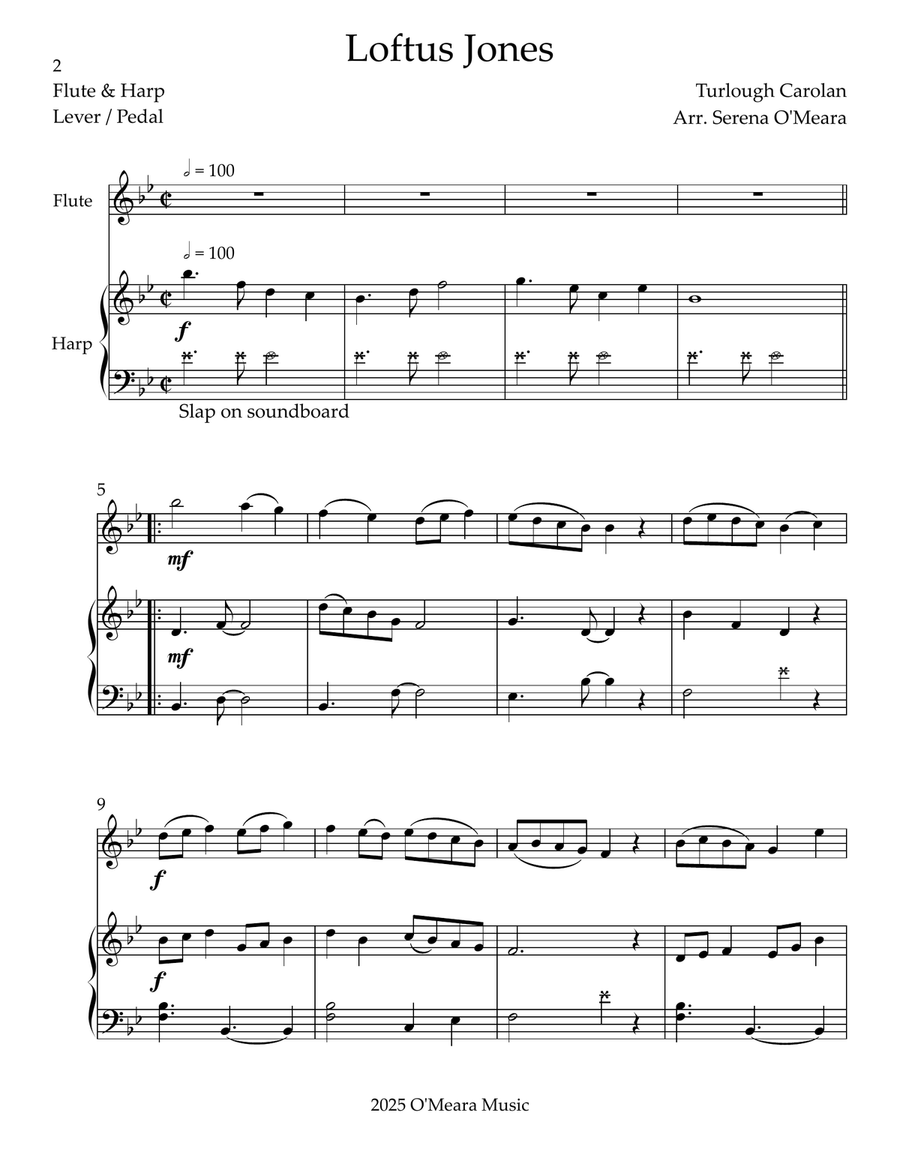 Loftus Jones, Duet for Flute & Harp Flute scores gallery preview page 2