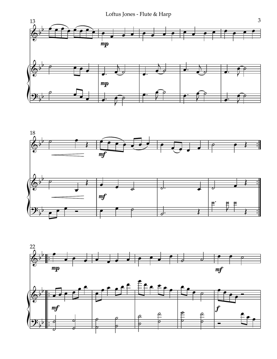 Loftus Jones, Duet for Flute & Harp Flute scores gallery preview page 3