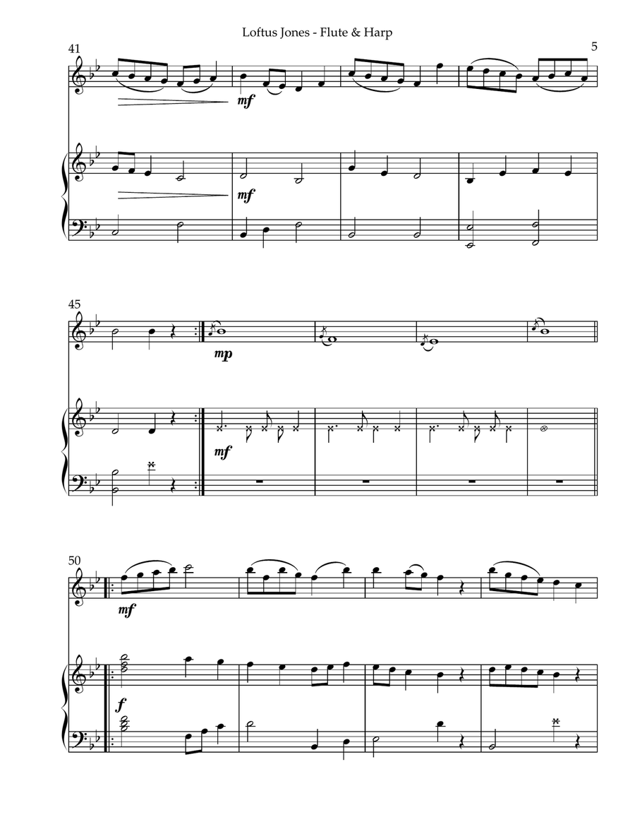 Loftus Jones, Duet for Flute & Harp Flute scores gallery preview page 5