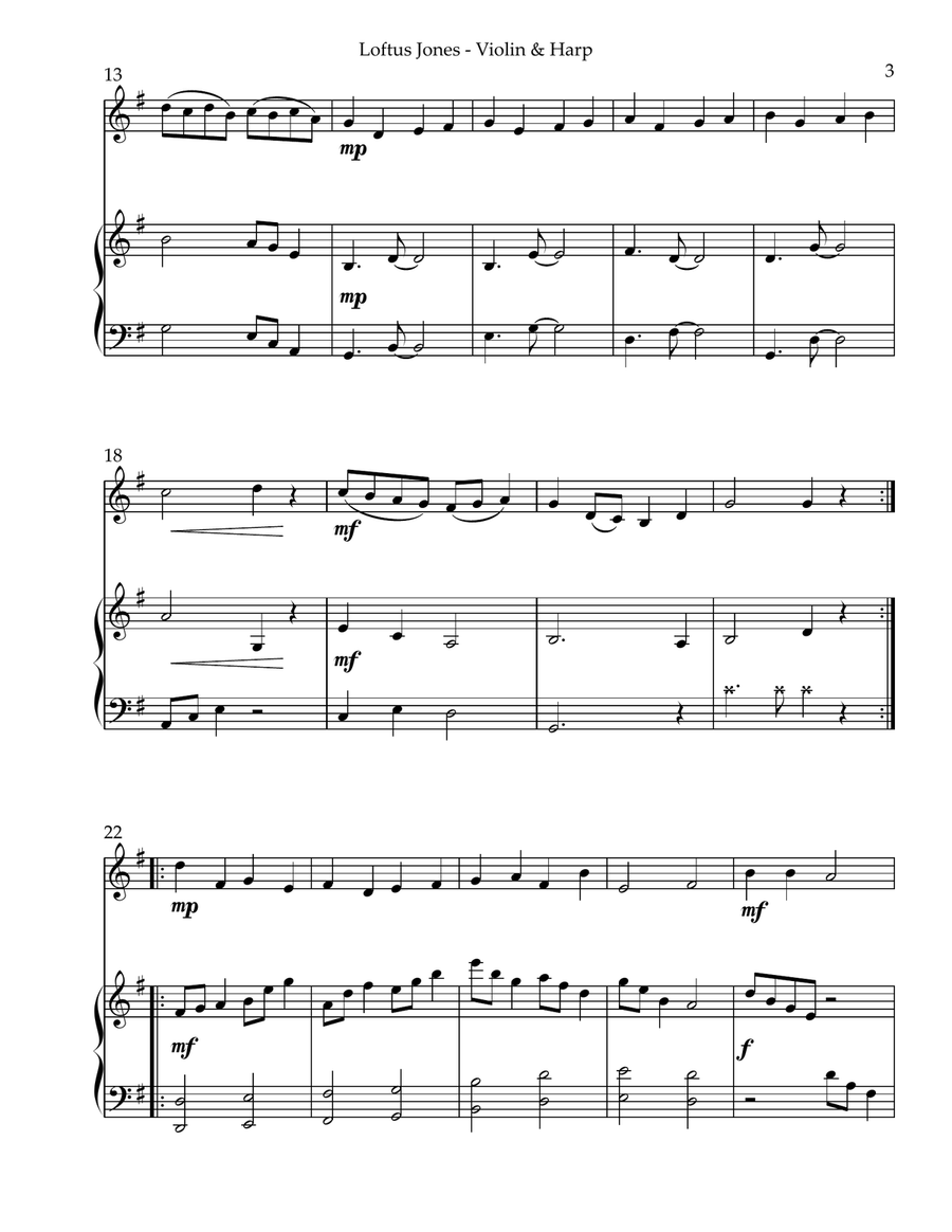 Loftus Jones, Duet for Violin & Harp String Duet scores gallery preview page 3