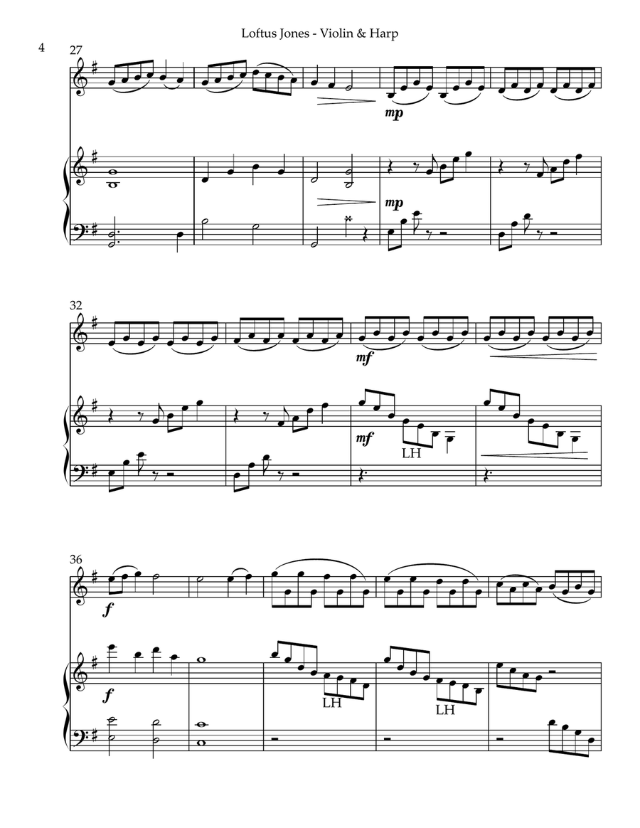 Loftus Jones, Duet for Violin & Harp String Duet scores gallery preview page 4