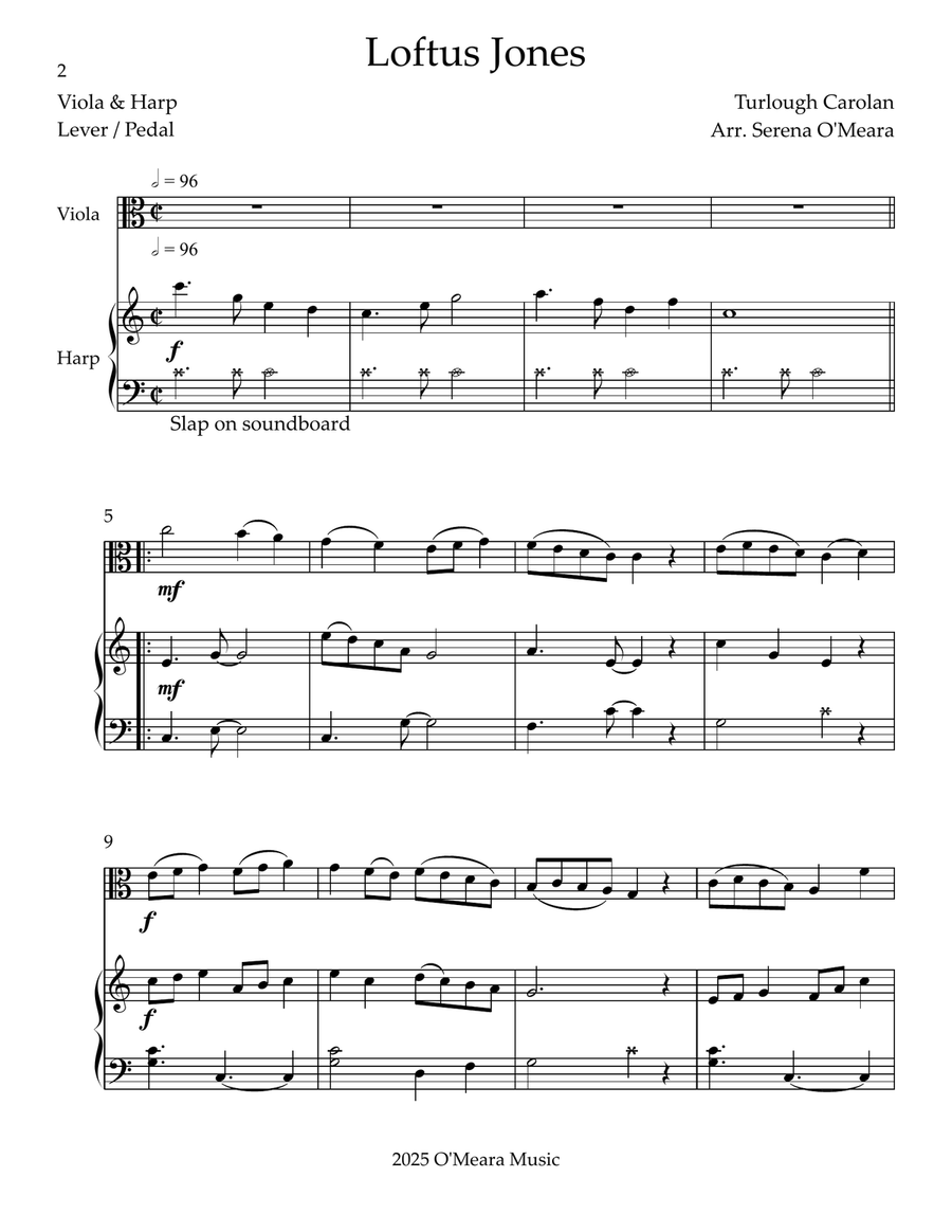 Loftus Jones, Duet for Viola & Harp String Duet scores gallery preview page 2