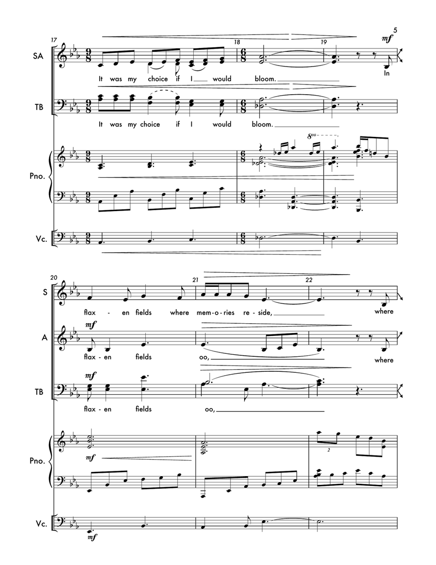 In Flaxen Fields In Flaxen Fields 4-Part scores gallery preview page 3