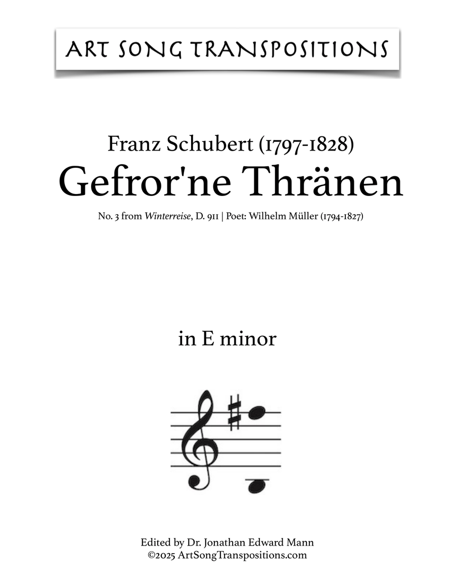 SCHUBERT: Gefror’ne Thränen, D. 911 no. 3 (transposed to E minor) Piano, Vocal scores gallery preview page 1