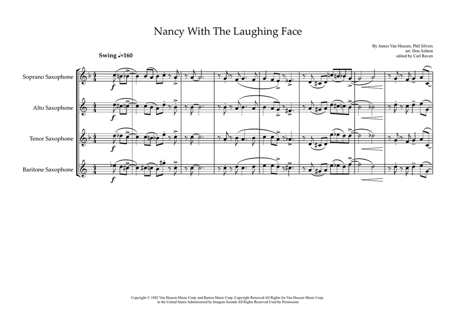 Nancy With The Laughing Face Saxophone Quartet scores gallery preview page 1
