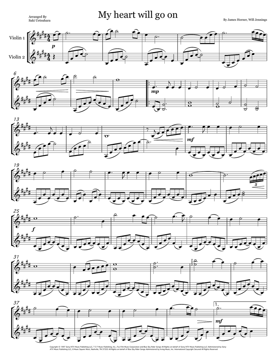 My Heart Will Go On (Love Theme From 'titanic') String Duet scores gallery preview page 1