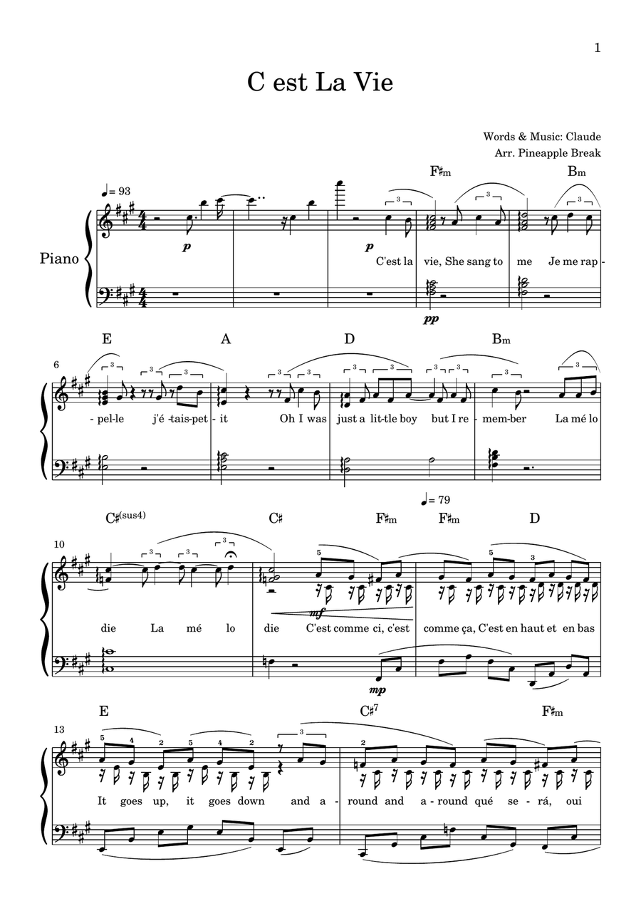 C'est La Vie C'est La Vie Piano Solo scores gallery preview page 1