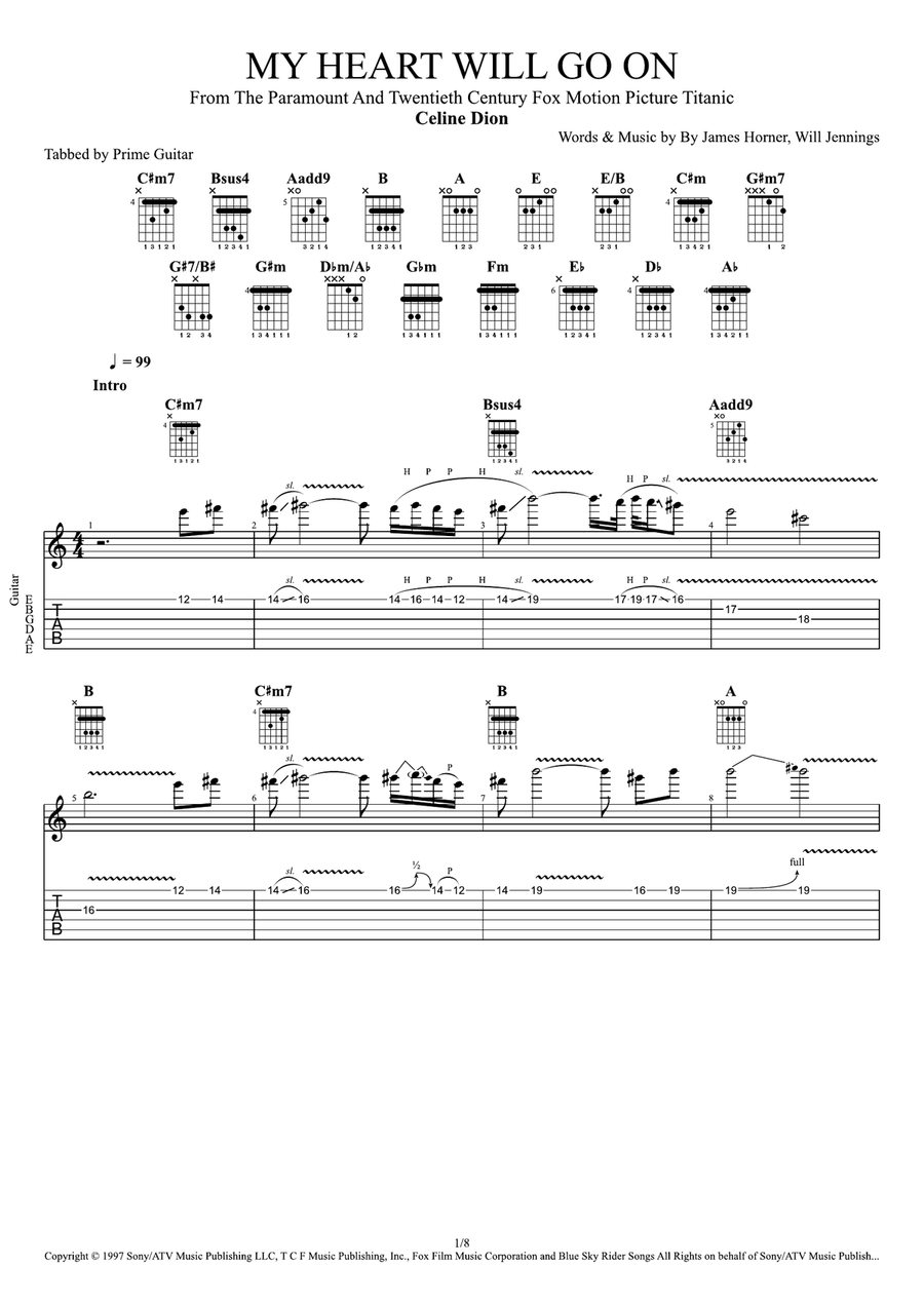 My Heart Will Go On (Love Theme From 'titanic') Acoustic Guitar scores gallery preview page 1