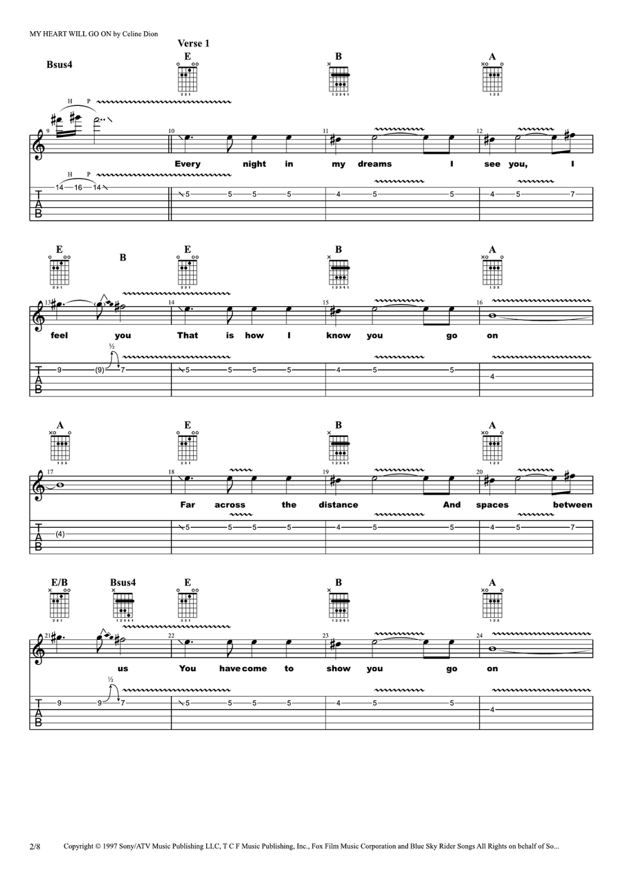 My Heart Will Go On (Love Theme From 'titanic') Acoustic Guitar scores gallery preview page 2