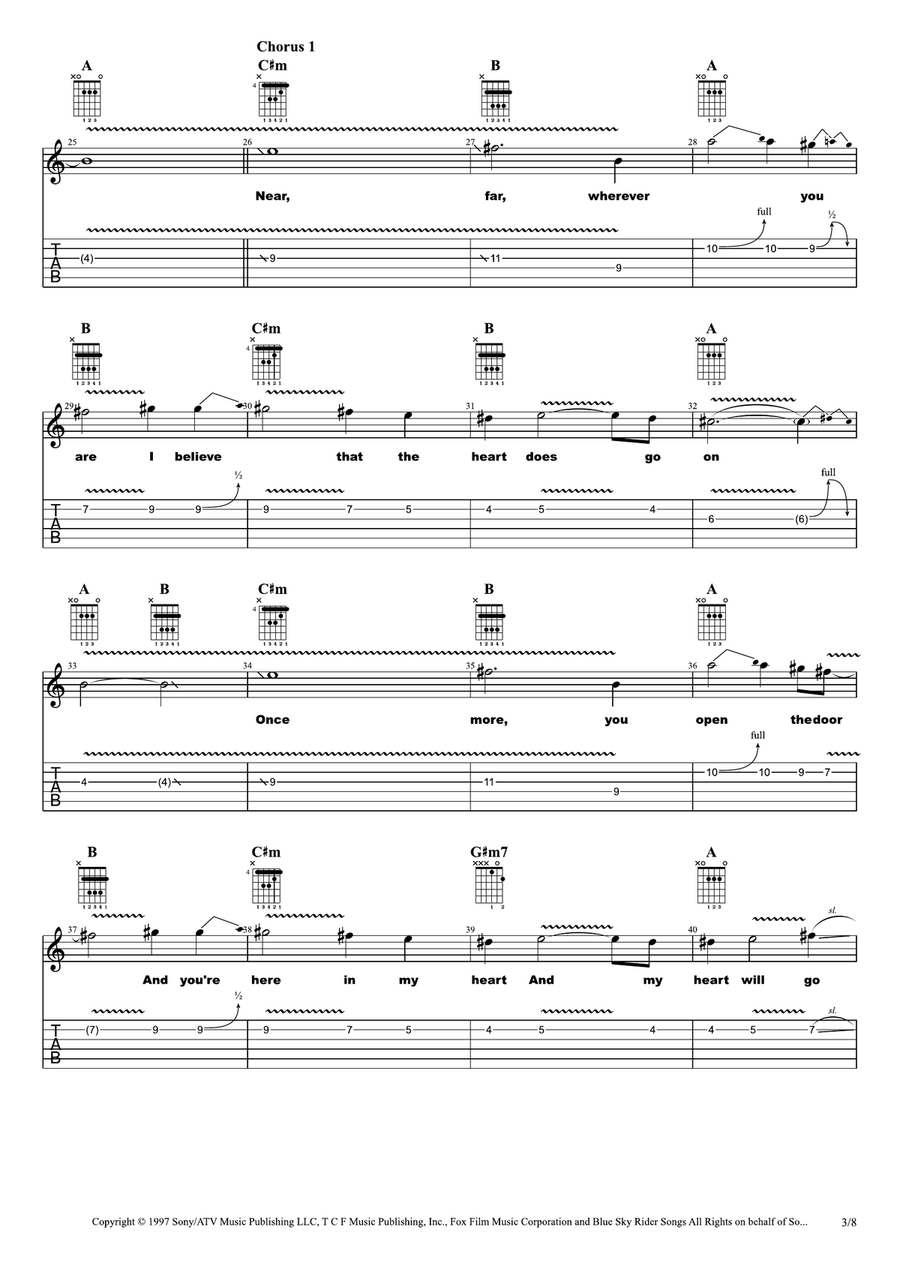 My Heart Will Go On (Love Theme From 'titanic') Acoustic Guitar scores gallery preview page 3