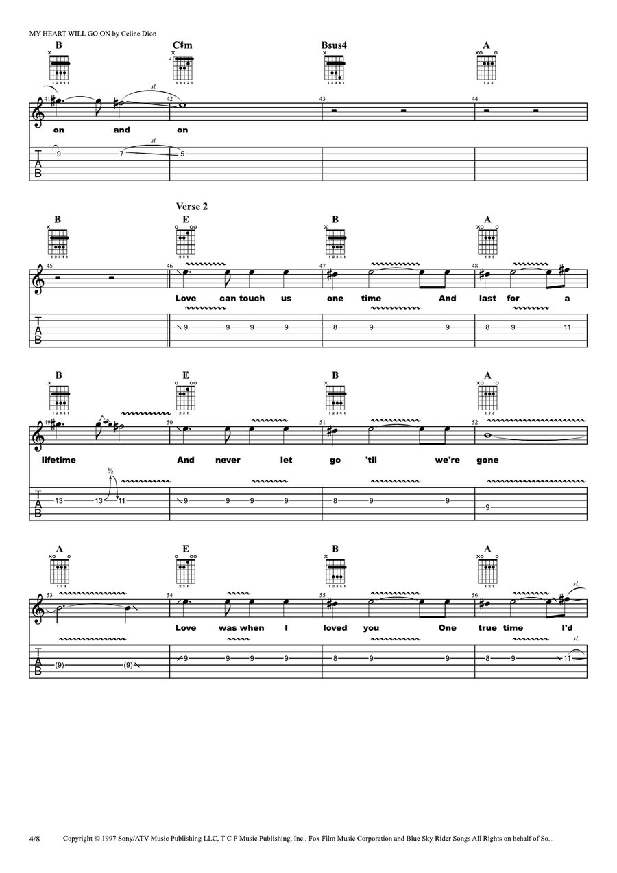 My Heart Will Go On (Love Theme From 'titanic') Acoustic Guitar scores gallery preview page 4