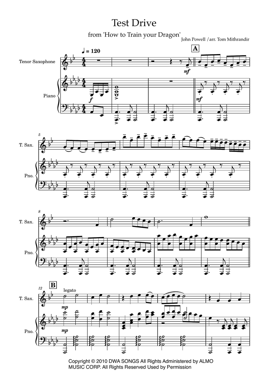 Test Drive Tenor Saxophone scores gallery preview page 1