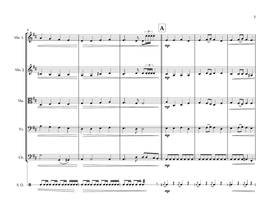 European Union & Council of Europe Anthem (Ode to Joy) for String Orchestra & (opt. Snare drum) String Orchestra scores gallery preview page 3