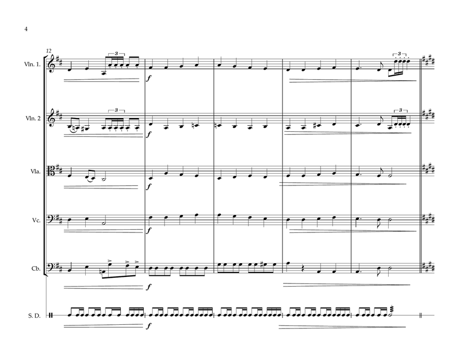 European Union & Council of Europe Anthem (Ode to Joy) for String Orchestra & (opt. Snare drum) String Orchestra scores gallery preview page 4