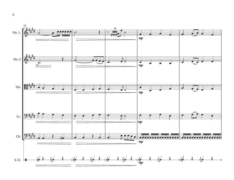 European Union & Council of Europe Anthem (Ode to Joy) for String Orchestra & (opt. Snare drum) String Orchestra scores gallery preview page 6