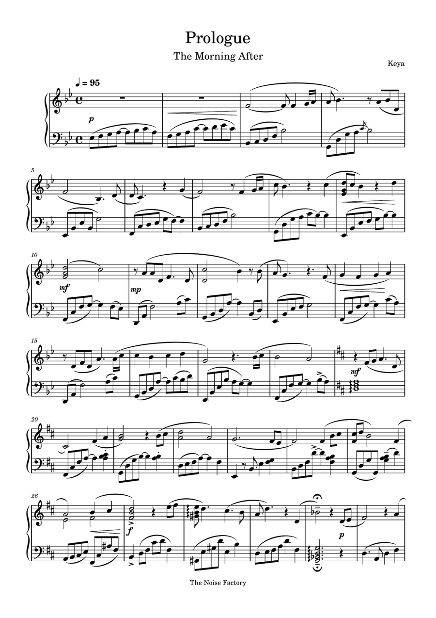 Prologue (The Morning After) Piano Solo scores gallery preview page 1