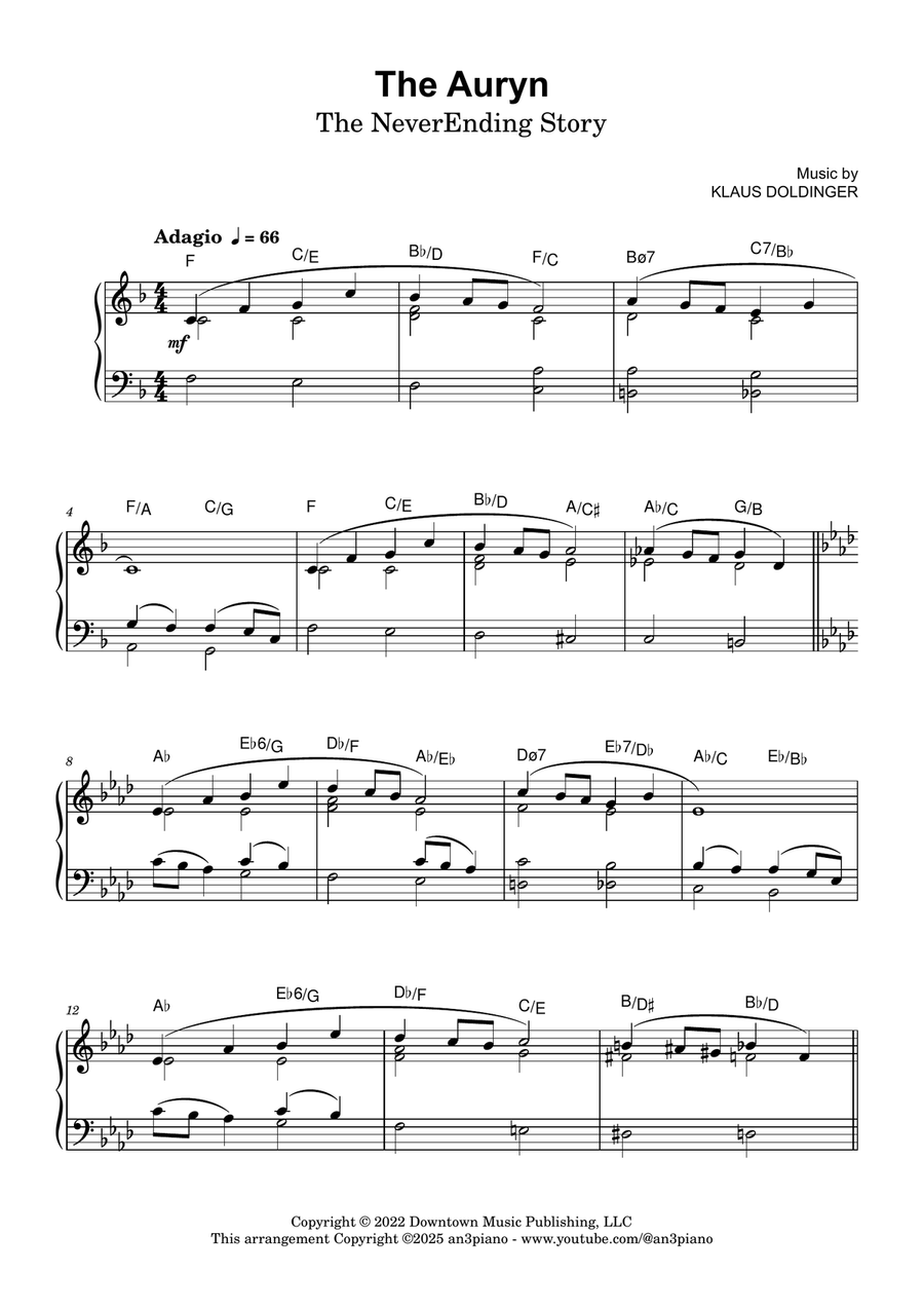 The Auryn The Auryn Piano Solo scores gallery preview page 1