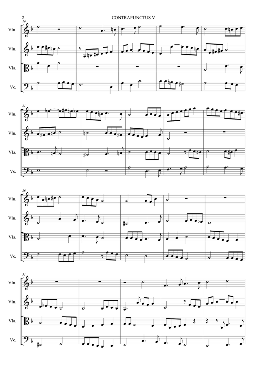 Bach J.S. CONTRAPUNCTUS V Arr. For String Quartet. With Parts String Quartet scores gallery preview page 2
