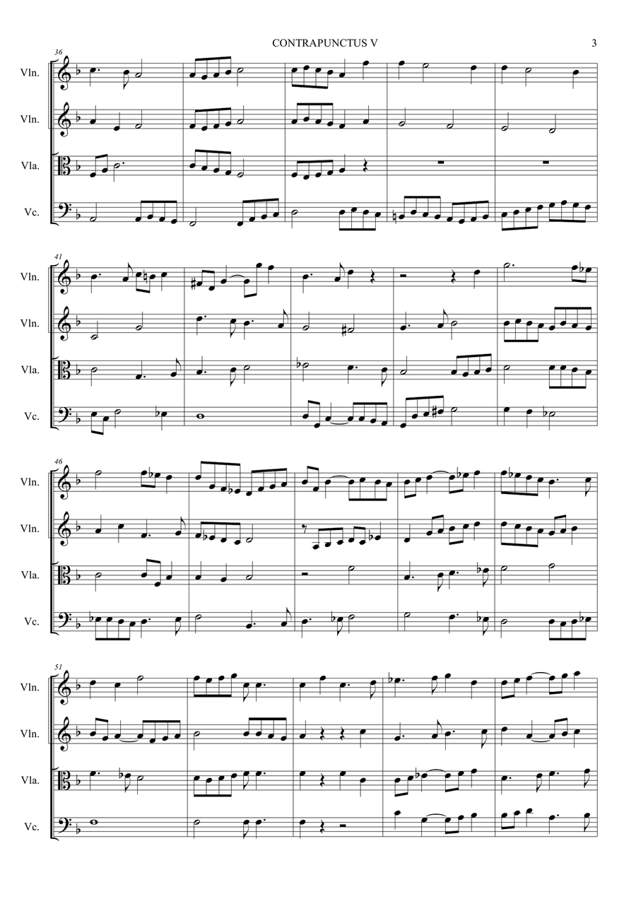 Bach J.S. CONTRAPUNCTUS V Arr. For String Quartet. With Parts String Quartet scores gallery preview page 3