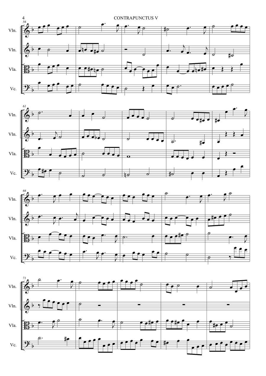 Bach J.S. CONTRAPUNCTUS V Arr. For String Quartet. With Parts String Quartet scores gallery preview page 4