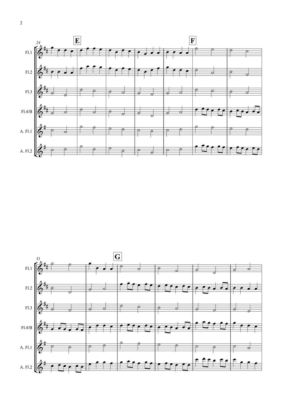 Pachelbel's Canon for Beginning Flute Quartet Flute Quartet scores gallery preview page 2