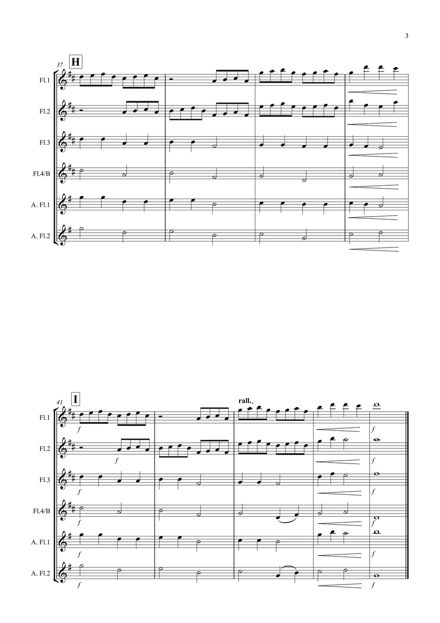 Pachelbel's Canon for Beginning Flute Quartet Flute Quartet scores gallery preview page 3