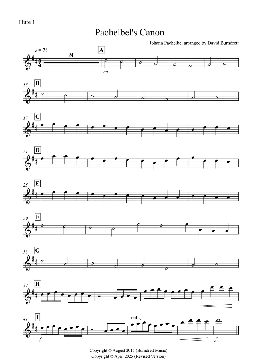 Pachelbel's Canon for Beginning Flute Quartet Flute Quartet scores gallery preview page 4