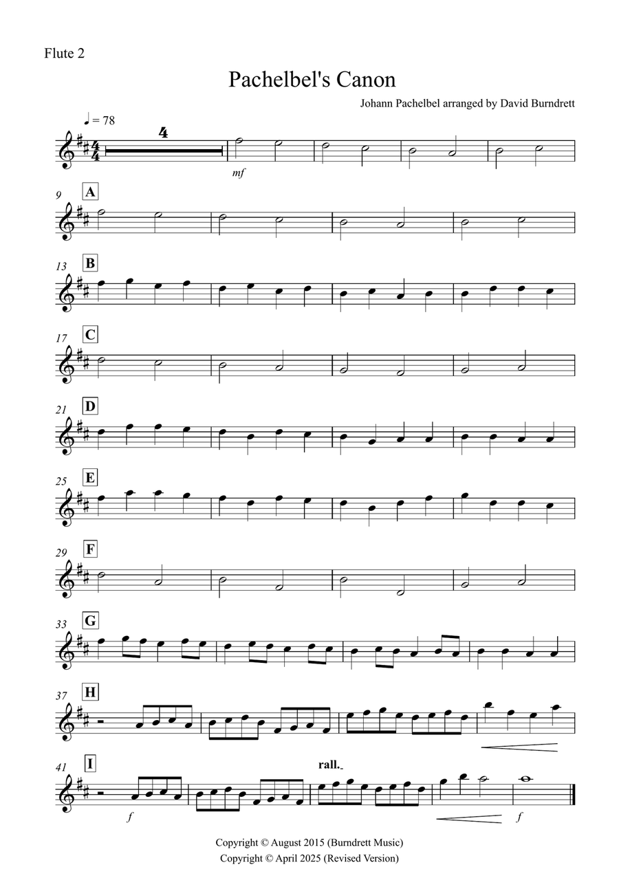 Pachelbel's Canon for Beginning Flute Quartet Flute Quartet scores gallery preview page 5