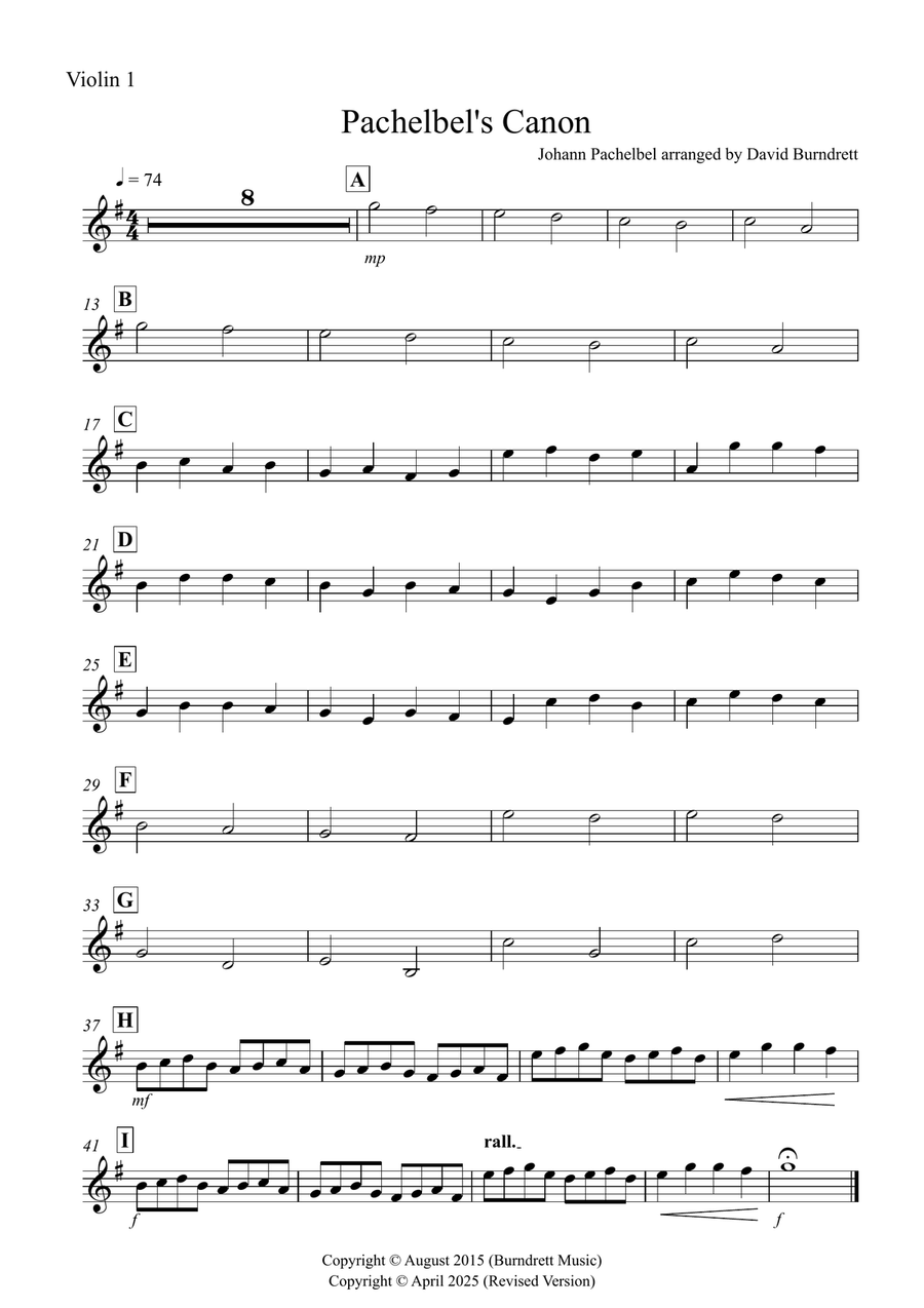 Pachelbel's Canon for Beginning String Quartet String Quartet scores gallery preview page 4