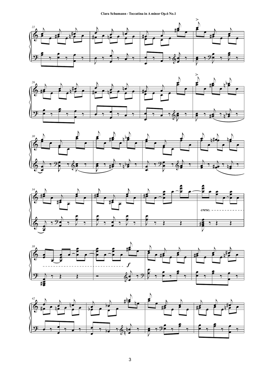 Clara Schumann - Toccatina in A minor Op.6 No.1 for Piano Piano Solo scores gallery preview page 3