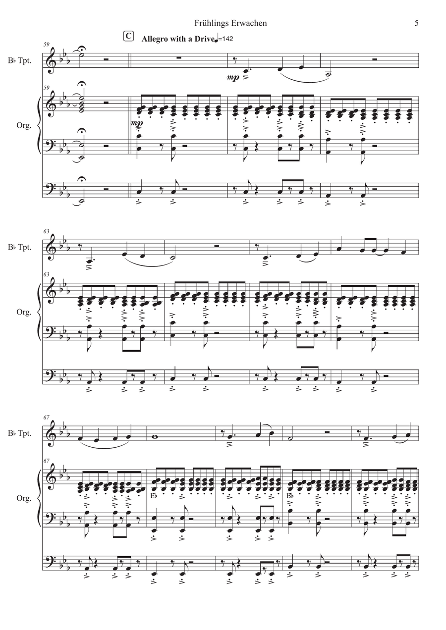 Spring Awakening ( Frühlings Erwachen ) B-Flat Trumpet scores gallery preview page 5