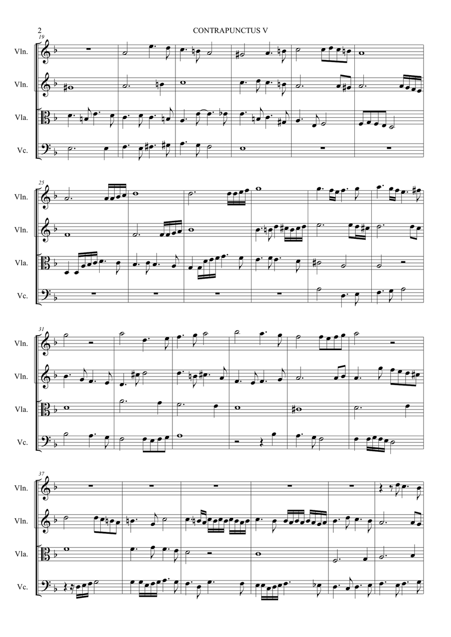 Bach J.S. CONTRAPUNCTUS VI (a 4, in stile francese). Arr. For String Quartet with Parts by Renato Tagliabue String Quartet - Digital Sheet Music page 2